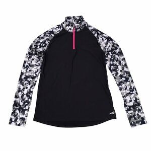 BCG Cold Weather Shirt Girls XL 16 Black Pink Quarter Zip Mock Neck